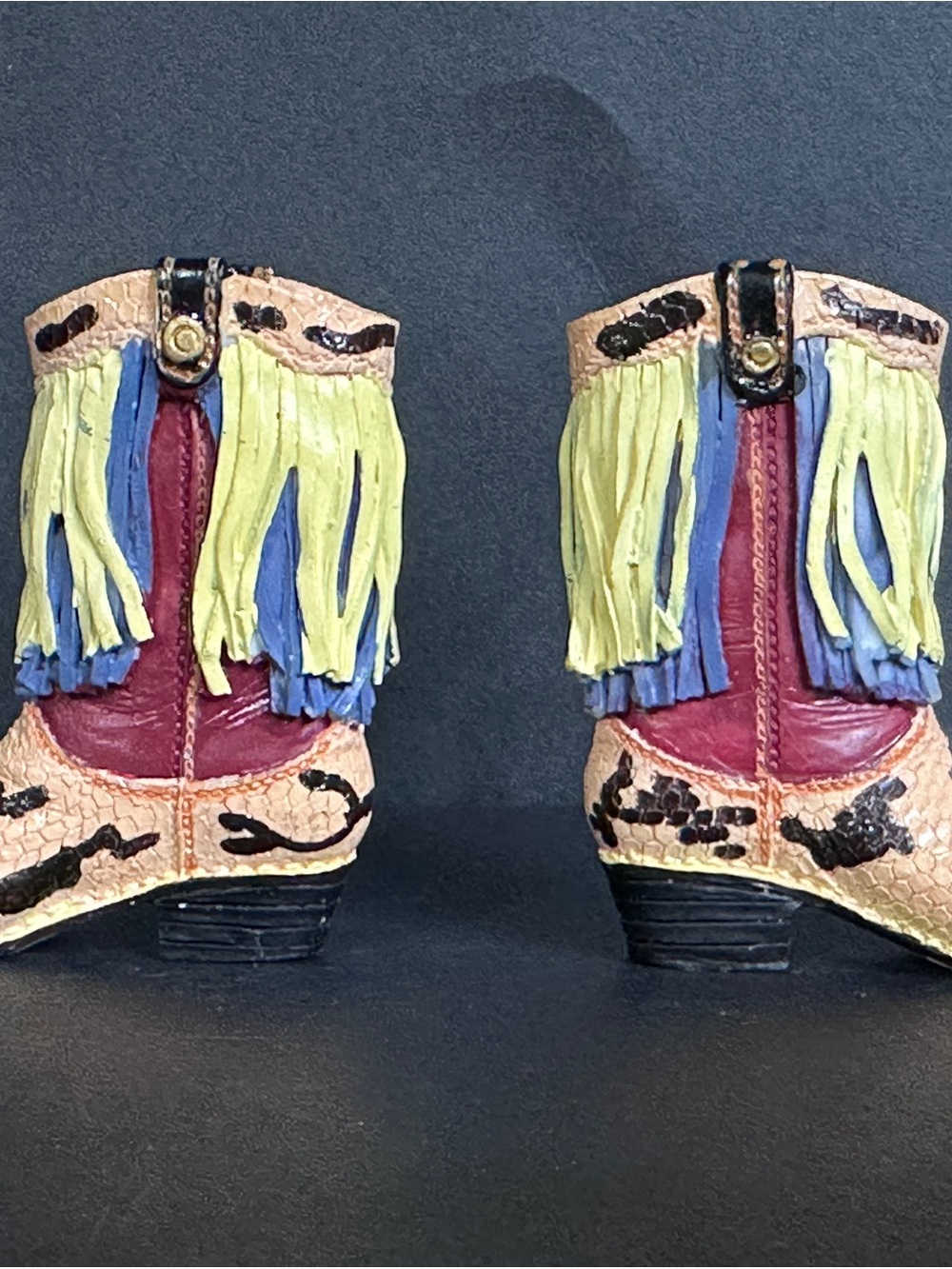 Western Cowboy Boot Figure Snake Skin Miniature
